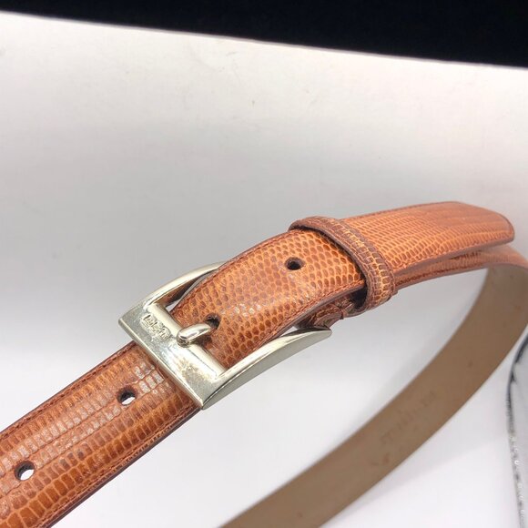 Ralph Lauren RL Crown 67 Brown Reptile Embossed Genuine Leather Belt Size M - Picture 5 of 14
